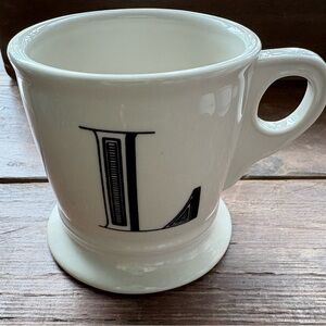 ANTHROPOLOGIE ~ MONOGRAM INITIAL "L" OLD FASHIONED SHAVING MUG STYLE COFFEE MUG